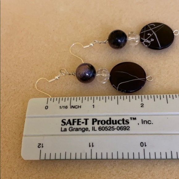 Handmade Purple and white ball drop .925 fish hook earrings - Picture 2 of 5
